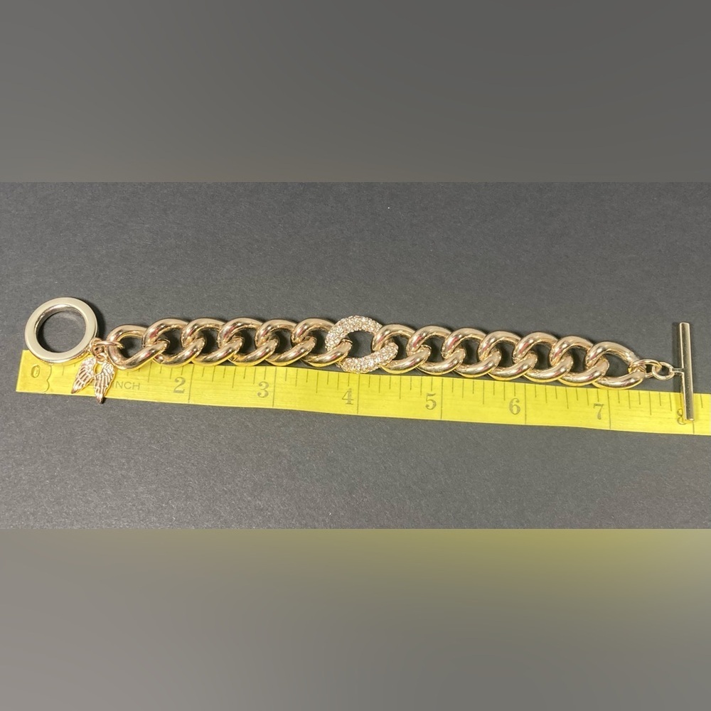 Victoria's Secret Angel Golden Crystal Link Chain Bracelet 7.5” - Picture 6 of 7